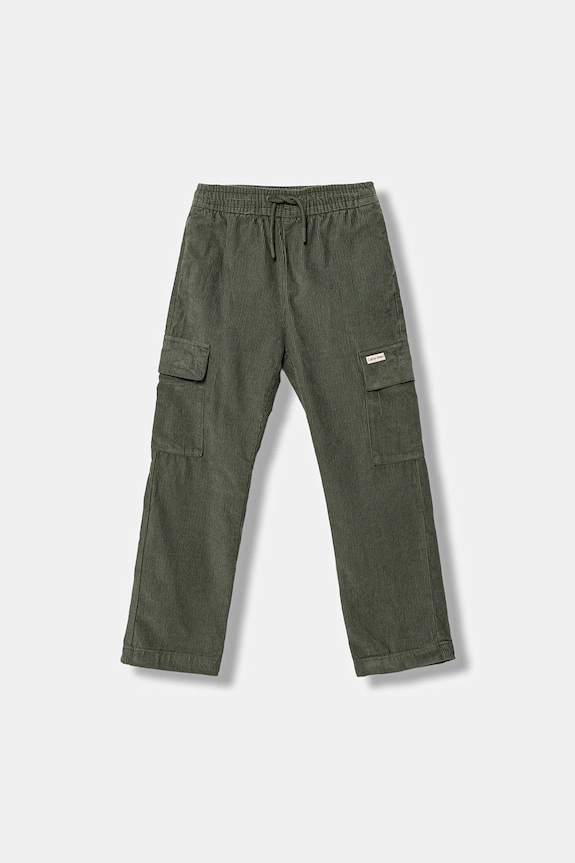 Detské menčestrové nohavice Calvin Klein Jeans bavlna zelená IB0IB02554.9BYA
