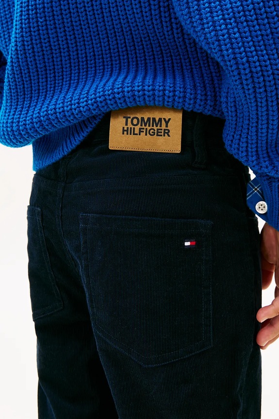 Tommy Hilfiger spodnie bawełniane dziecięce granatowy KB0KB09978.9BYA