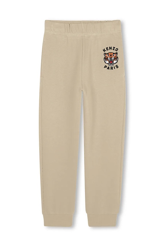 Kenzo Kids spodnie dresowe bawełniane dziecięce aplikacja beżowy K61455.162