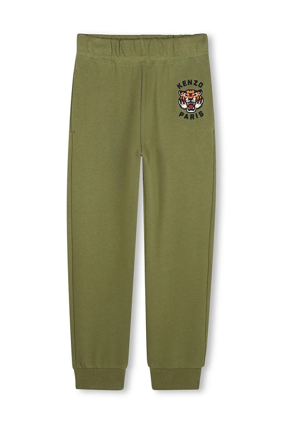 Kenzo Kids spodnie dresowe bawełniane dziecięce aplikacja zielony K61455.162