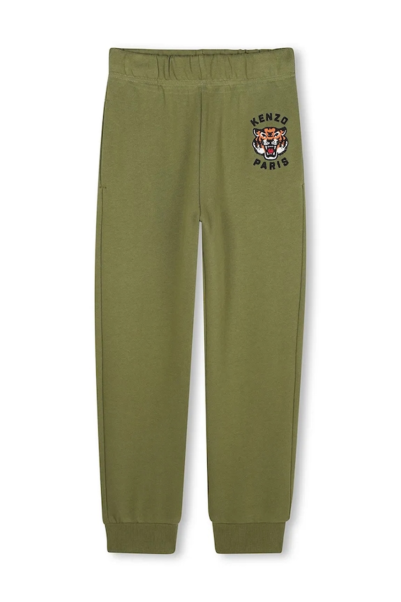 Kenzo Kids spodnie dresowe bawełniane dziecięce aplikacja zielony K61455.162