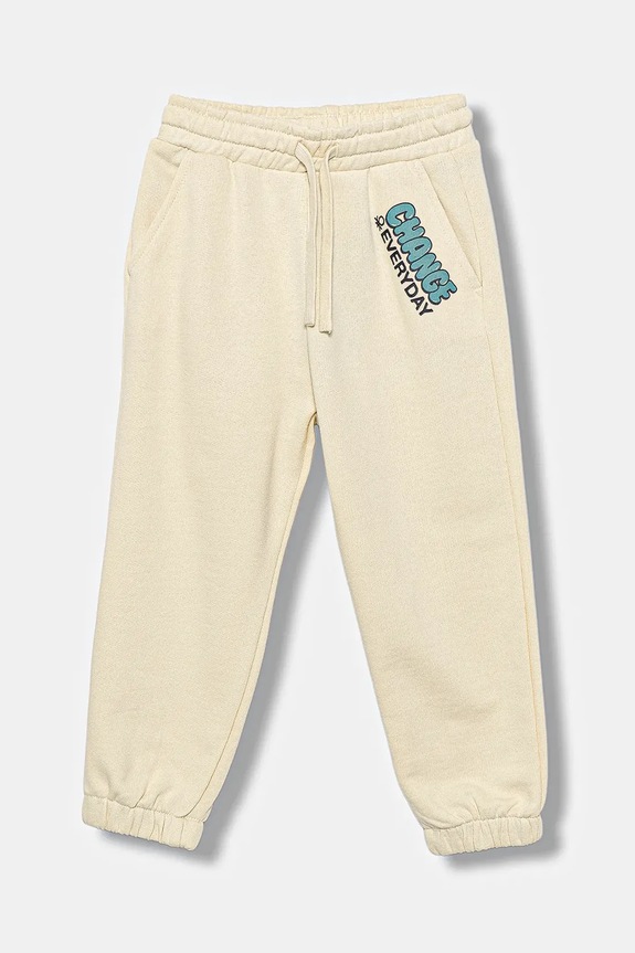 Дитячі бавовняні штани United Colors of Benetton візерунок бежевий 3J68GF04Z.P.seasonal
