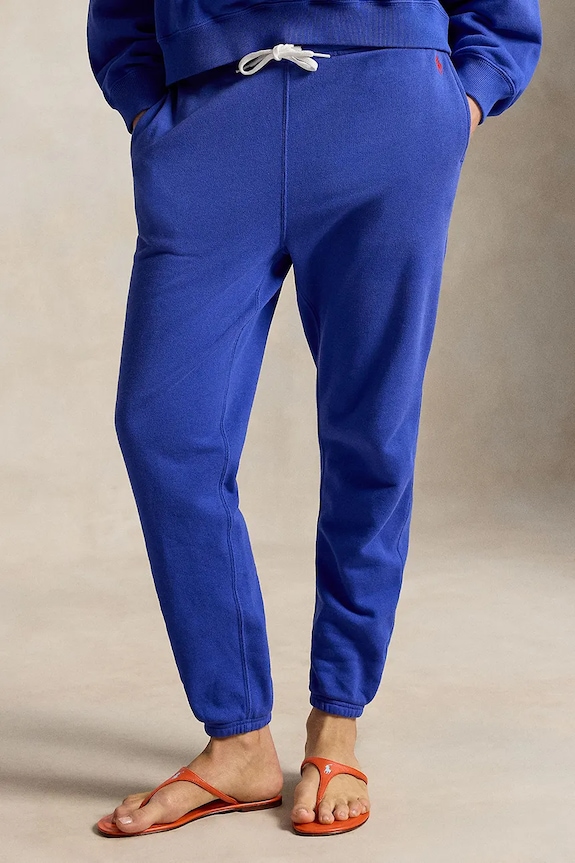 Polo Ralph Lauren spodnie dresowe z bawełną damskie niebieski 211971694