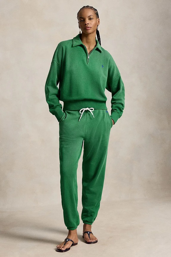 Odzież Polo Ralph Lauren spodnie dresowe z bawełną damskie 211971694 zielony