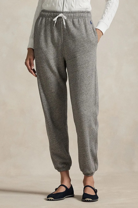 Polo Ralph Lauren tepláky dámské s bavlnou hladký šedá 211971694