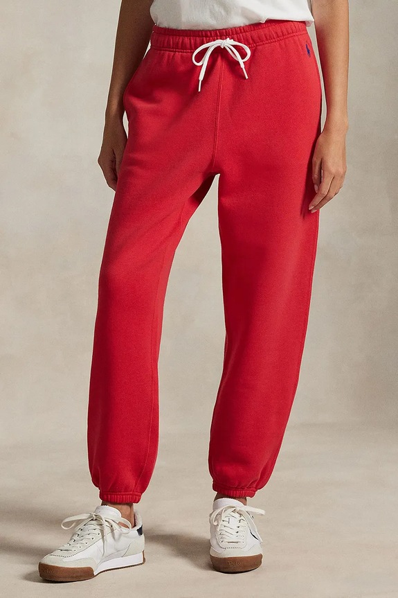 Polo Ralph Lauren teplákové nohavice dámske pletenina červená 211971700