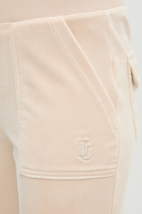 Кадифен спортен панталон Juicy Couture DEL RAY POCKETED PANT бежов JCAP180G