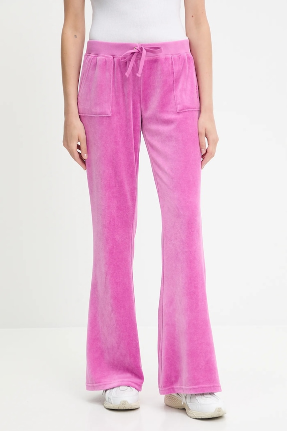 Velúrové tepláky Juicy Couture CAISA LOW RISE PANT pletenina ružová JCSEBJ008G