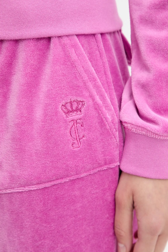 Velúrové tepláky Juicy Couture CAISA LOW RISE PANT ružová JCSEBJ008G
