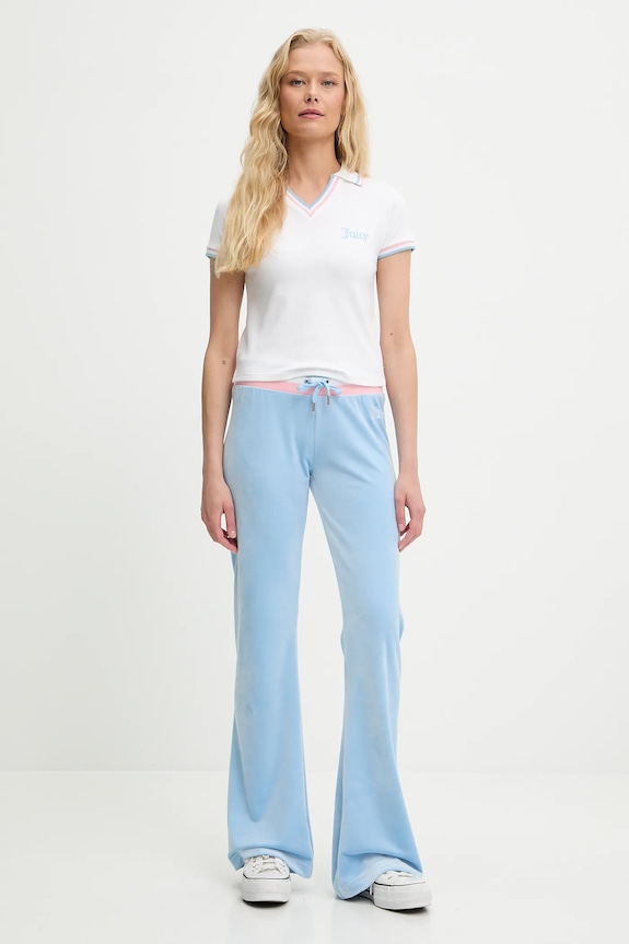 Velúrové tepláky Juicy Couture CHRISTINE STRIPE LOW RISE JCWBJ225352 modrá AW25