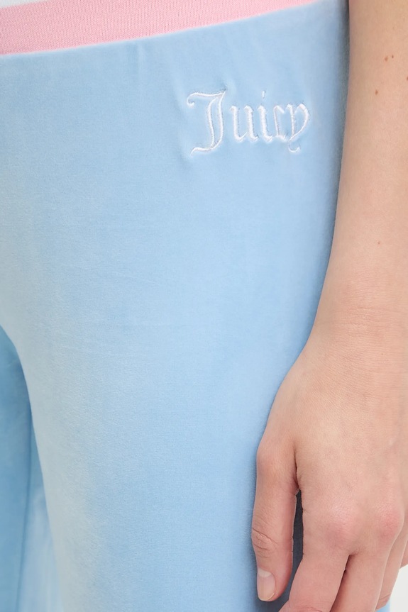 Velúrové tepláky Juicy Couture CHRISTINE STRIPE LOW RISE modrá JCWBJ225352