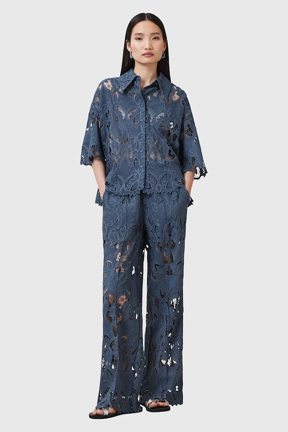 Kalhoty AllSaints CHARLI high modrá W080TC