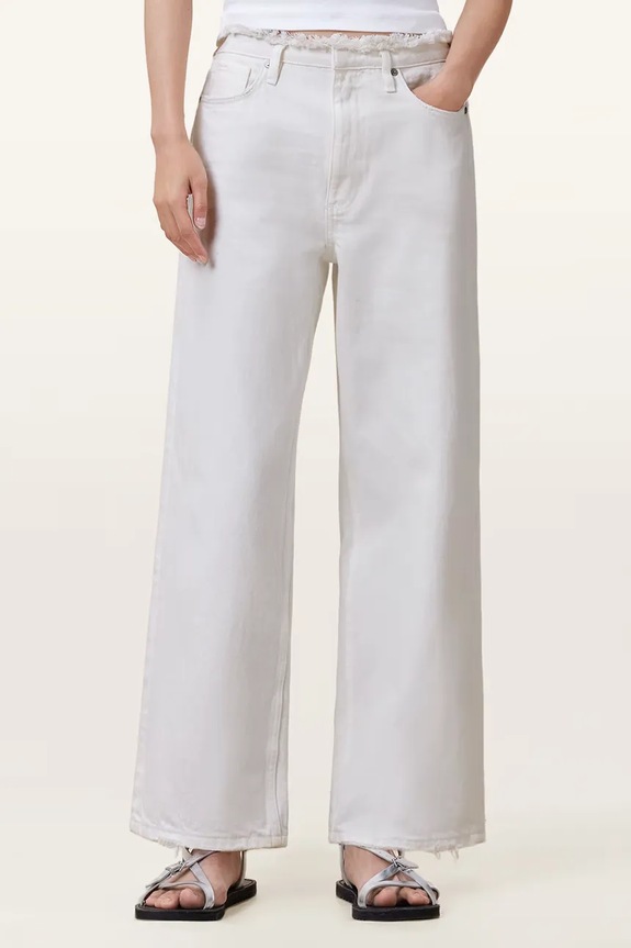 AllSaints pantaloni din bumbac BLAKE W091EC alb AW25