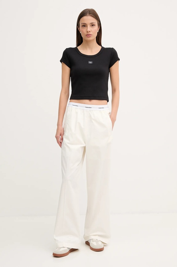 Βαμβακερό παντελόνι Calvin Klein Jeans LV044C403G μπεζ AW25