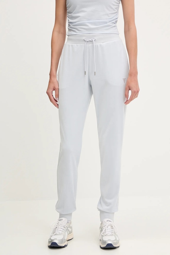 Guess spodnie dresowe welurowe COUTURE z elastanem niebieski V3BB27.K0232
