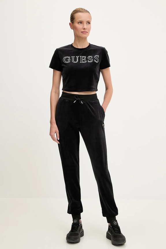 Guess pantaloni da tuta in velluto COUTURE V3BB27.K0232 nero SS26