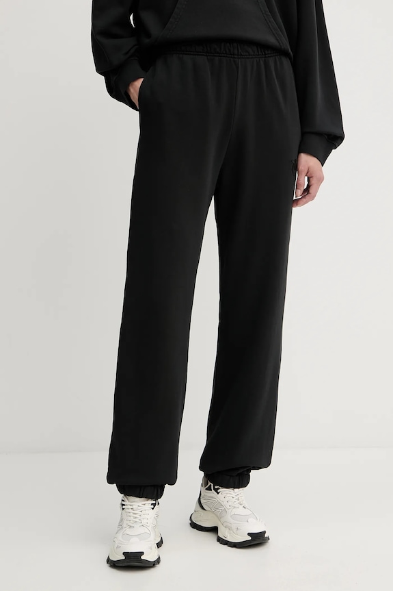 Pinko pantaloni de trening din bumbac bumbac negru 105508.A2RB