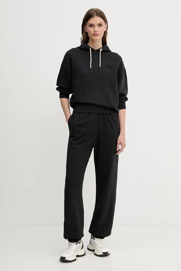 Pinko pantaloni de trening din bumbac 105508.A2RB negru AW25