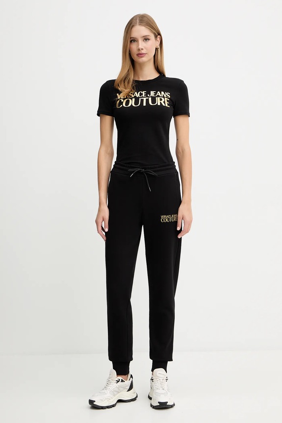 Versace Jeans Couture spodnie dresowe bawełniane 79HAAT06.CF01T czarny AW25