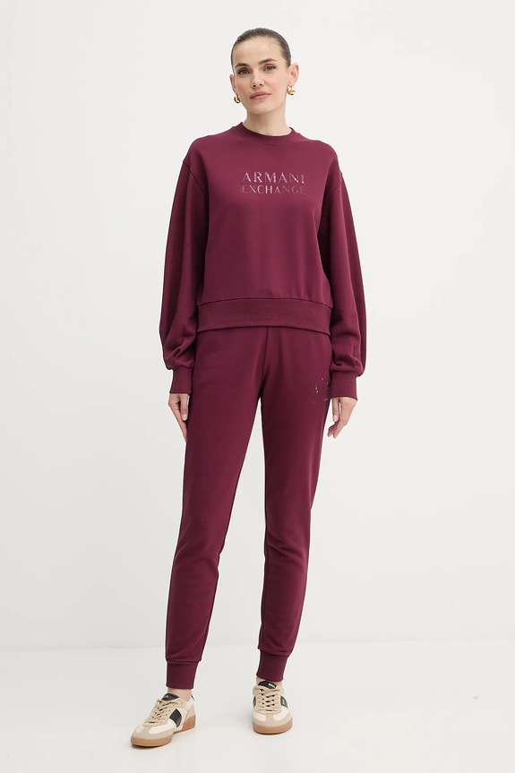 Armani Exchange spodnie dresowe bawełniane XW000986.AF16114 bordowy AW25