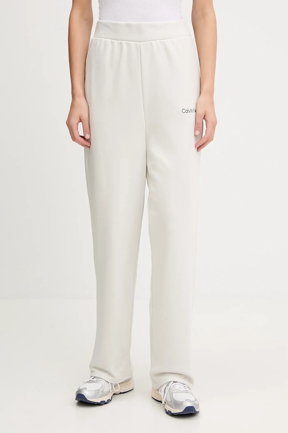 Calvin Klein Performance spodnie dresowe dzianina beżowy LVGWF5P627