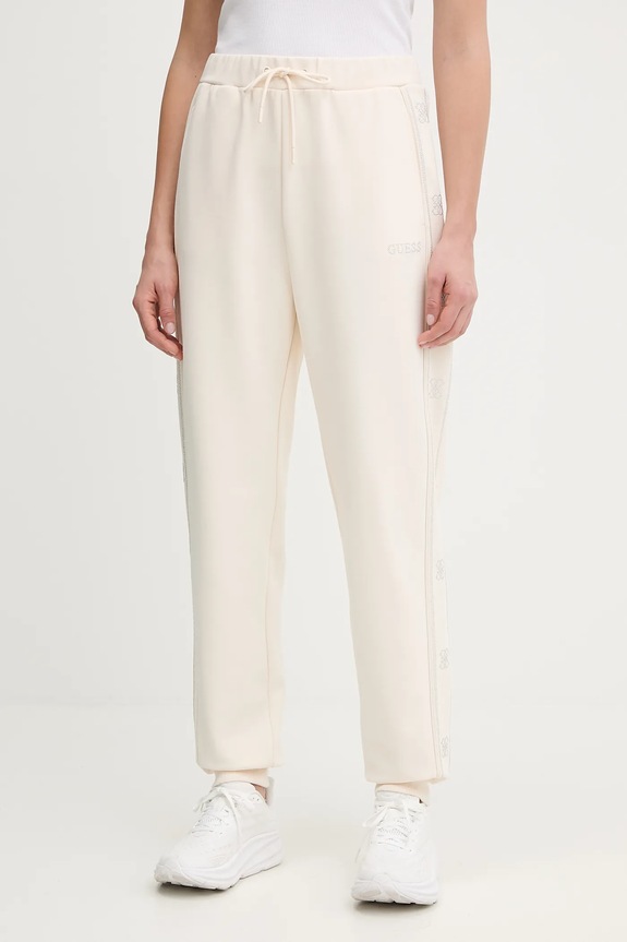 Tepláky Guess OCTAVIA s elastanom béžová V5BB23.KCX22