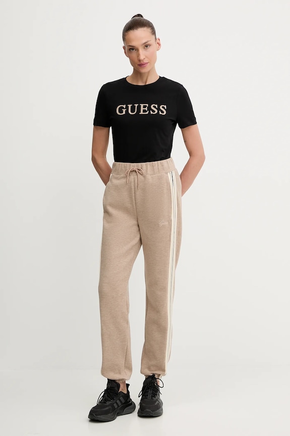 Tepláky s prímesou vlny Guess MURIEL V5BB17.KCX52 béžová AW25