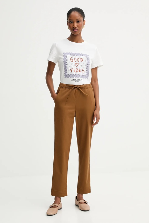 MM by Max Mara nadrág MARA 2526136017600 barna AW25