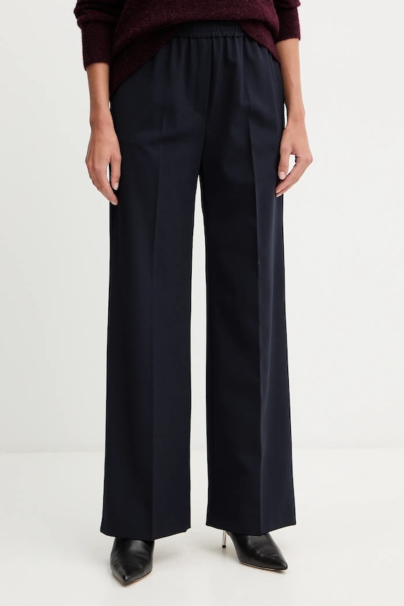 Nohavice s prímesou vlny Weekend Max Mara PETRA s elastanom tmavomodrá 2525136032600