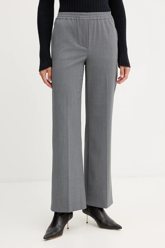 Nohavice s prímesou vlny Weekend Max Mara PETRA s elastanom sivá 2525136032600