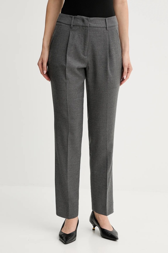 Weekend Max Mara pantaloni din lână CALDAIA chinos gri 2525136152600
