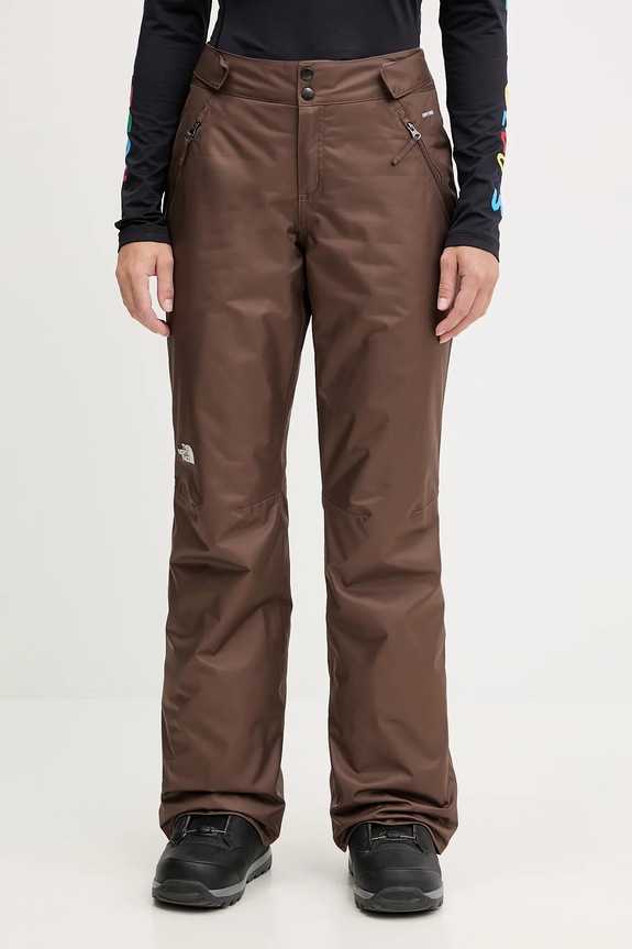 The North Face spodnie narciarskie Sally Insulated tkanina brązowy NF0A7WYJ1OI1