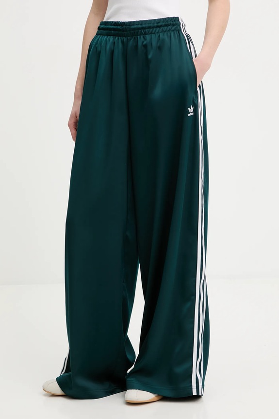 adidas Originals pantaloni de trening Satin Tp Wl tricotaj verde JV7511