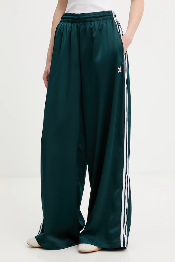 adidas Originals pantaloni de trening Satin Tp Wl tricotaj verde JV7511