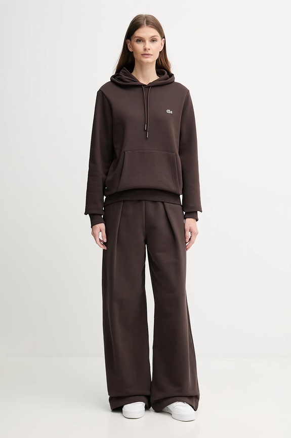 Lacoste pantaloni de trening din bumbac XF5248 maro AW25