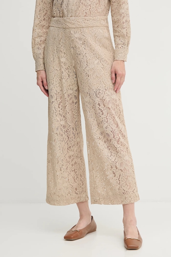 Dkny spodnie z elastanem beżowy DJ5P3081