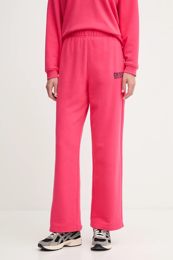 Бавовняні спортивні штани Dkny аплікація рожевий DP5P3650