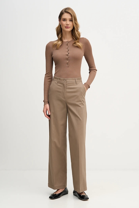 Sisley spodnie 4AI6LE03G brązowy AW25