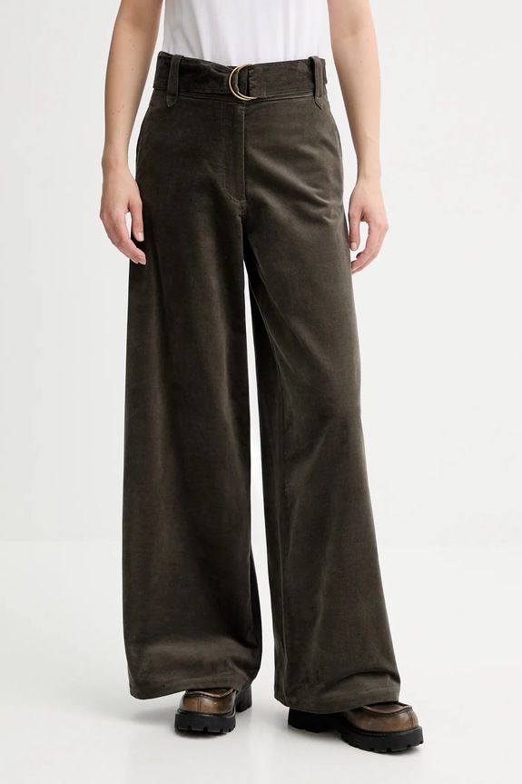 Sessun pantaloni de catifea drept verde 25107029