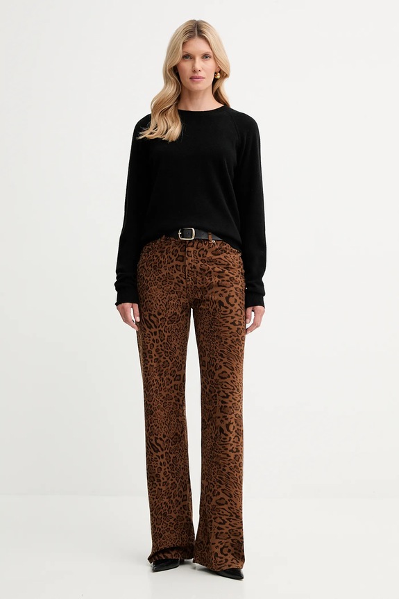 Twinset spodnie bawełniane 252TP2580 brązowy AW25
