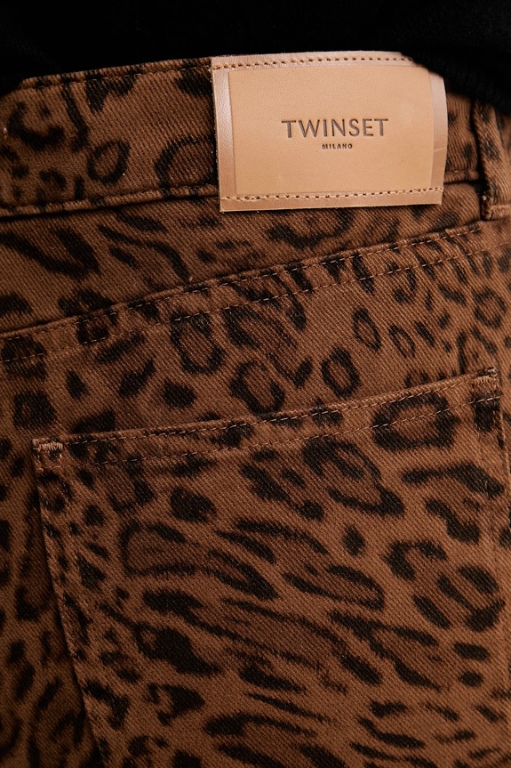 Twinset spodnie bawełniane brązowy 252TP2580