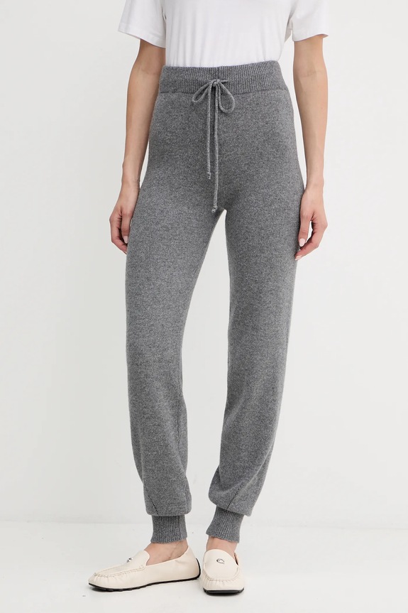 Twinset pantaloni de trening din lână tricotaj gri 252TT3352