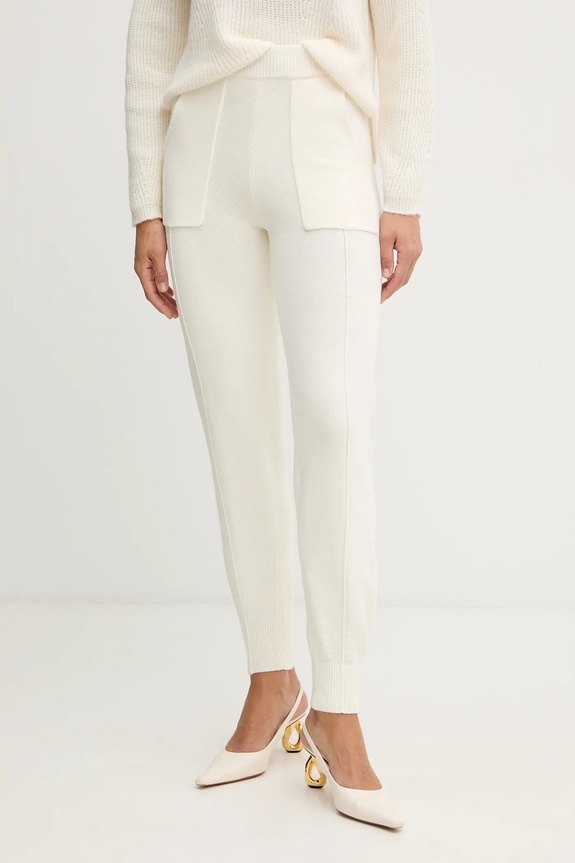 Hlače z dodatkom volne Twinset Joggers bež 252TT3452