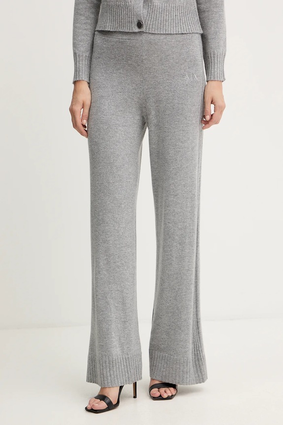 Hlače s dodatkom vune Armani Exchange pletivo siva XW001165.AF16181