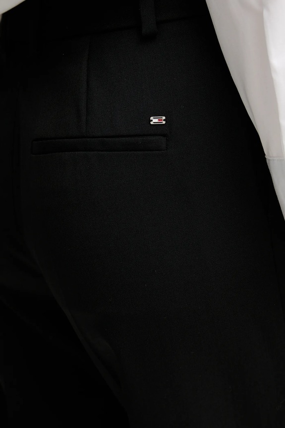 Nohavice s prímesou vlny Tommy Hilfiger čierna WW0WW48352