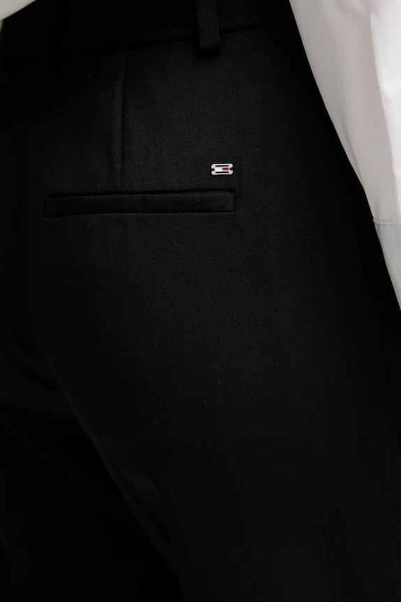 Nohavice s prímesou vlny Tommy Hilfiger čierna WW0WW48352