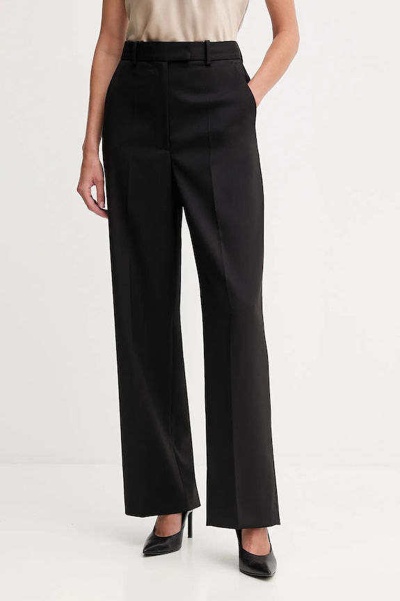 Tommy Hilfiger pantaloni de lână drept negru WW0WW48362