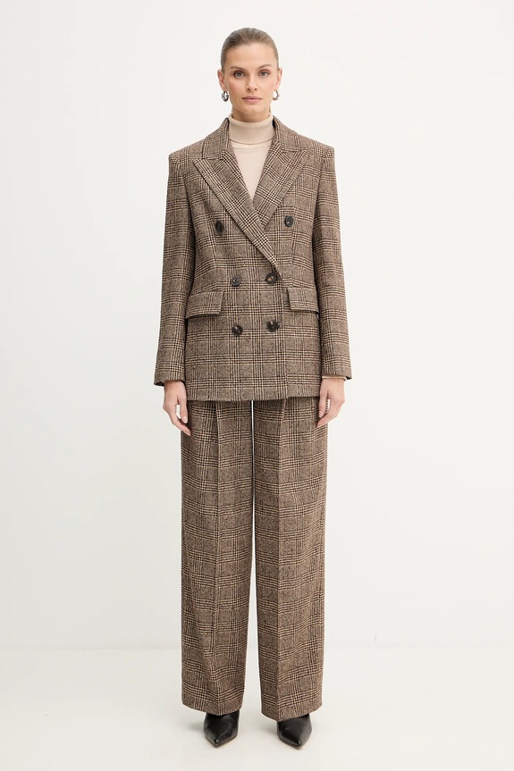 Luisa Spagnoli pantaloni cu lână 542379 maro AW25