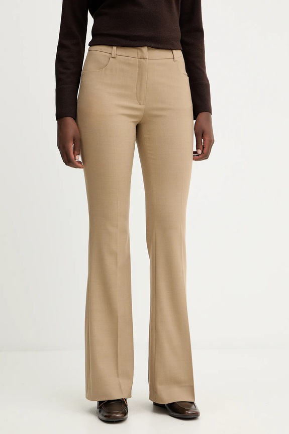 Luisa Spagnoli pantaloni din lână panza bej 542617