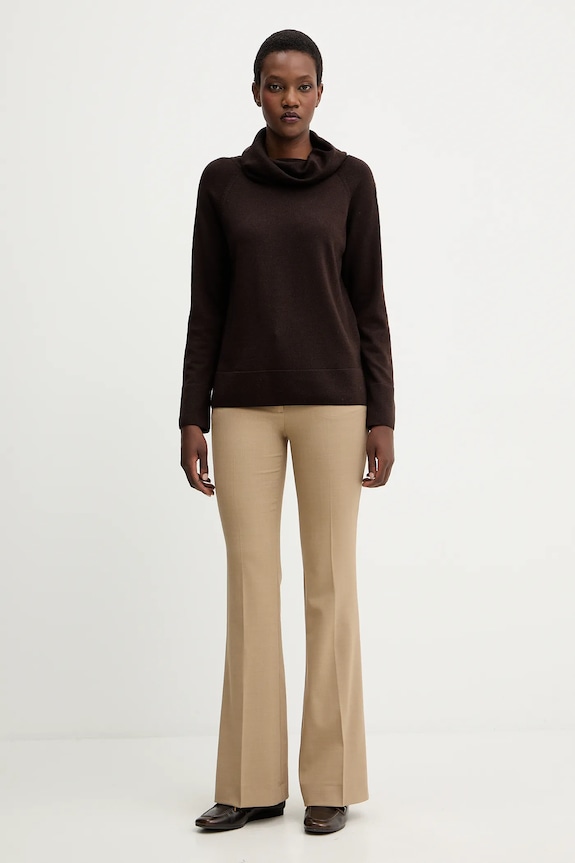 Luisa Spagnoli pantaloni din lână 542617 bej AW25
